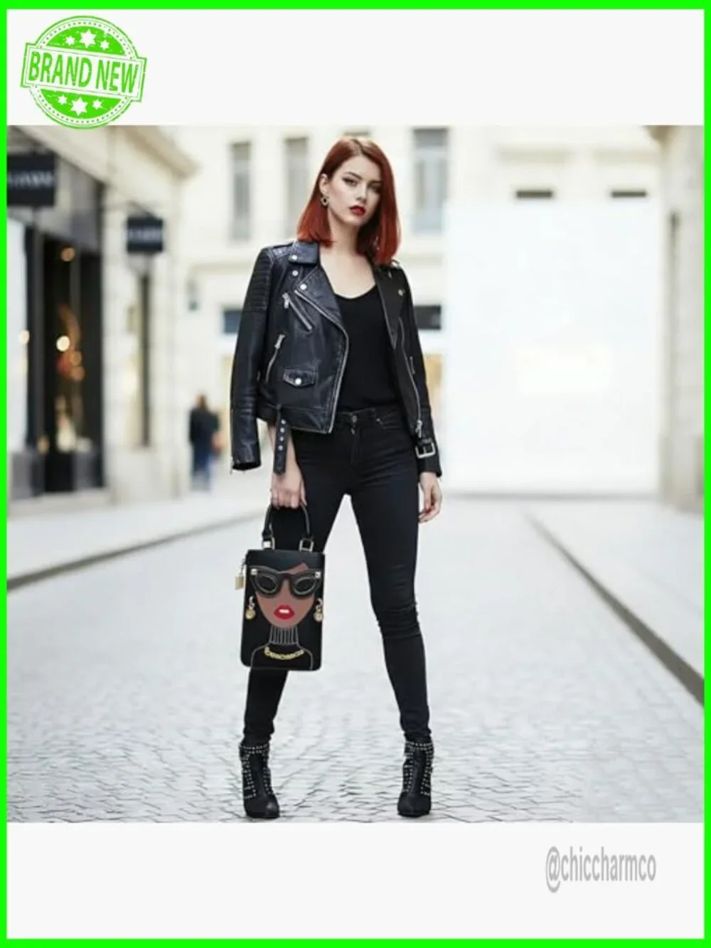 Novelty 3D Lady Face PU Leather Satchel Tote Hobo Crossbody Shoulder Bag